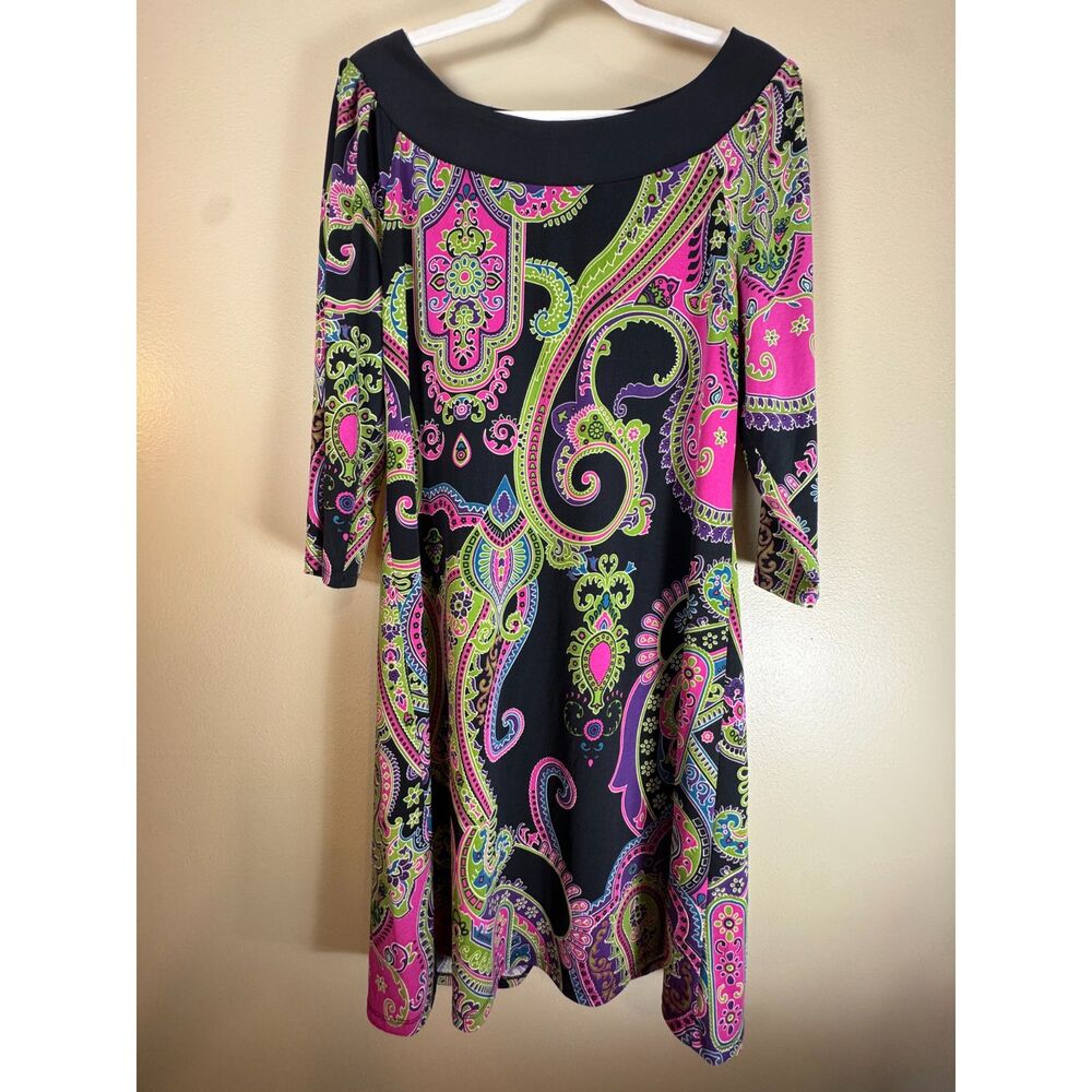 Cato Dress, Multicolored, bright pink, green, blue, purple etc. Size Large